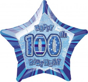 Age 100 Blue Glitz Foil Balloon
