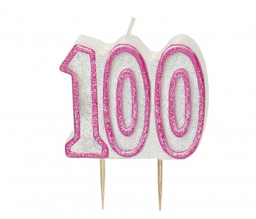  Age 100 Pink Glitz Candle