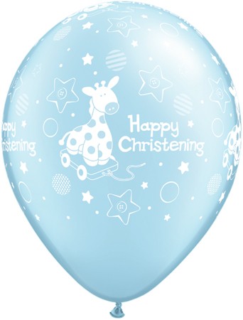 25 x Blue Christening Soft Giraffe Latex Balloons 