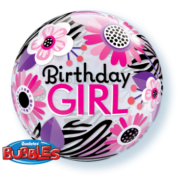 'Birthday Girl' Floral Bubble Balloon