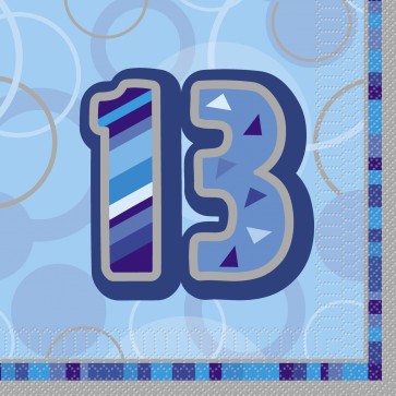 Age 13 Blue Glitz Napkins