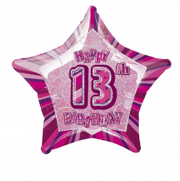 Age 13 Pink Glitz Foil Balloon