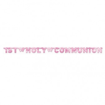First Communion Pink Foil Letter Banner