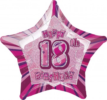 Age 18 Pink Glitz Foil Balloon