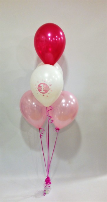 1st Birthday Pink and White 5 Latex Bouquet 