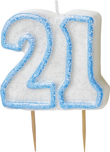 Age 21 Blue Glitz Candle