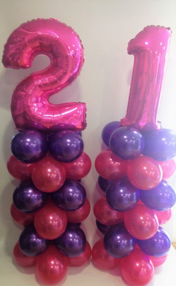 21 Hot Pink & Purple Balloon Columns 