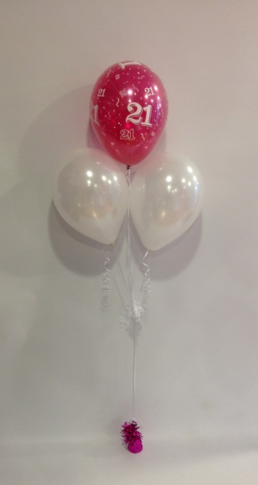 Age 21 Hot Pink & White 3 Latex Pyramid Bouquet 