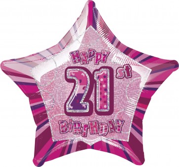 Age 21 Pink Glitz Foil Balloon