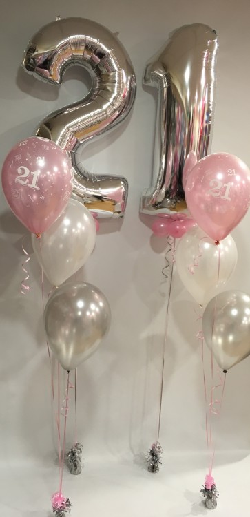 AGE 21 PALE PINK & SILVER CLASSIC BALLOON PACKAGE 