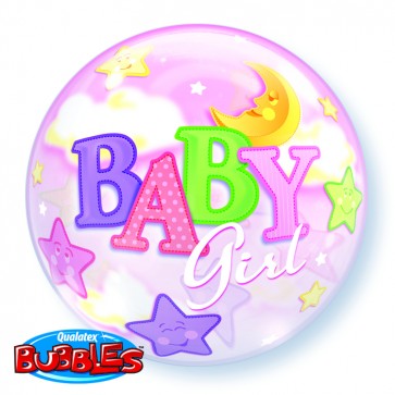 Baby Girl Moon and Stars Bubble Balloon 