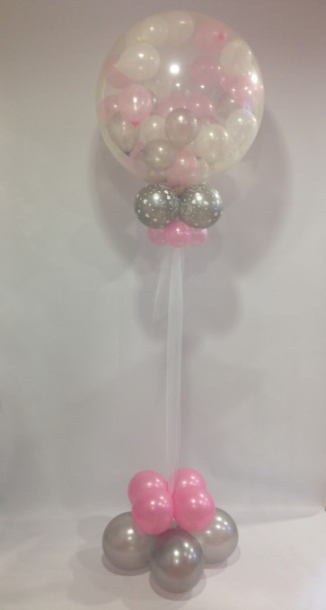 25th Anniversary Silver and Pale Pink Gumball Balloon 