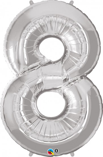 Number 8 Silver Super Shape Foil Balloon