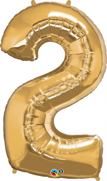 Number 2 Gold Super Shape Foil Balloon