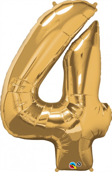 Number 4 Gold Super Shape Foil Balloon
