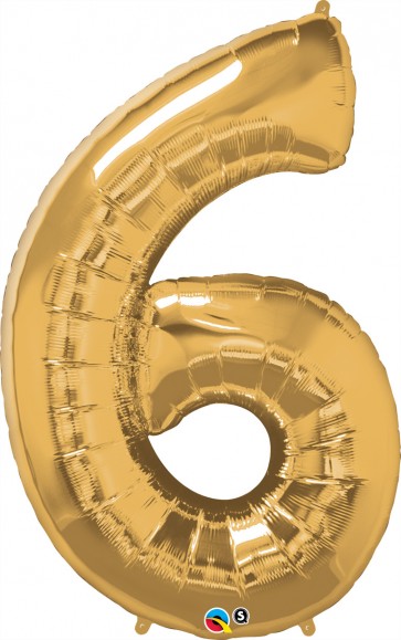Number 6 Gold Super Shape Foil Balloon