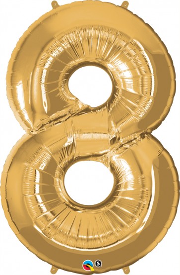 Number 8 Gold Super Shape Foil Balloon