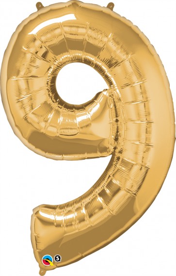 Number 9 Gold Super Shape Foil Balloon