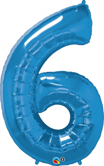 Number 6 Blue Super Shape Foil Balloon