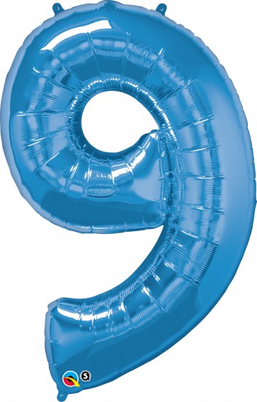 Number 9 Blue Super Shape Foil Balloon