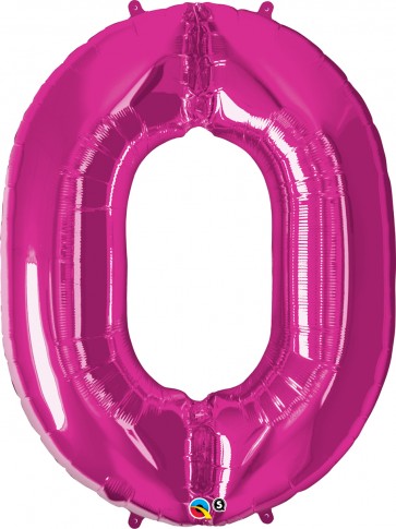 Number 0 Hot Pink Super Shape Foil Balloon 