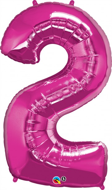 Number 2 Hot Pink Super Shape Foil Balloon