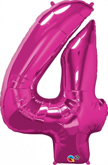 Number 4 Hot Pink Super Shape Foil Balloon