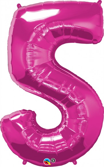 Number 5 Hot Pink Super Shape Foil Balloon