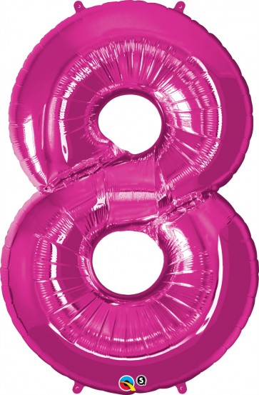 Number 8 Hot Pink Super Shape Foil Balloon