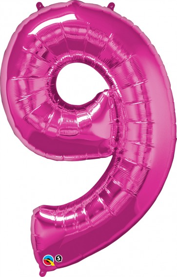 Number 9 Hot Pink Super Shape Foil Balloon