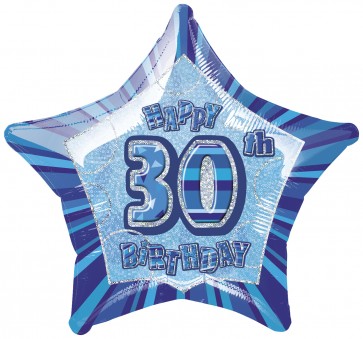 Age 30 Blue Glitz Foil Balloon