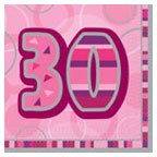 Age 30 Pink Glitz Paper Napkins