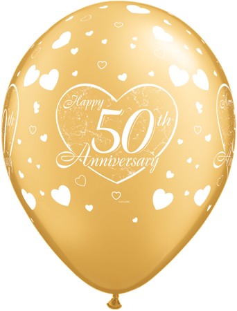 50th Anniversary Little Heart Latex Balloons
