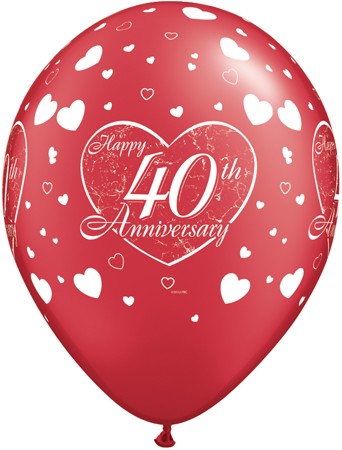 40th Anniversary Little Heart Latex Balloons 