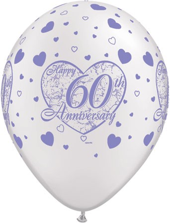 60th Anniversary Little Heart Latex Balloons