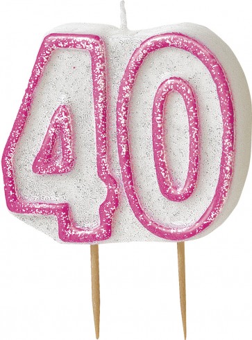 Age 40 Pink Glitz Candle