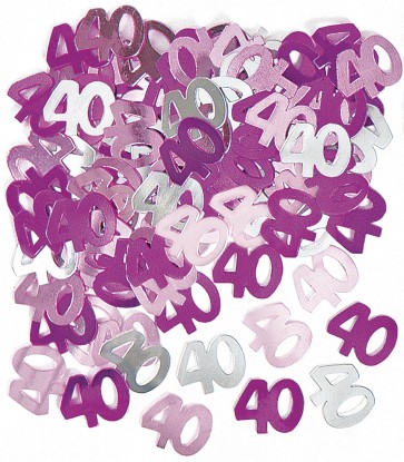 Age 40 Pink Glitz Confetti