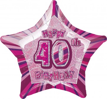 Age 40 Pink Glitz Foil Balloon