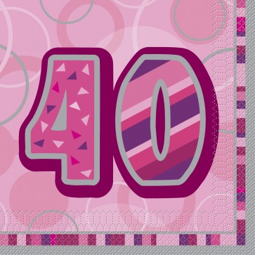 Age 40 Pink Glitz Paper Napkins