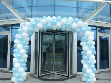 White and Pale Blue Spiral Entrance Arch 