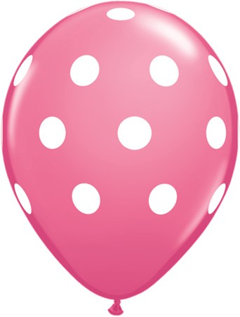 25 Pink Polka Dot Latex Balloons 