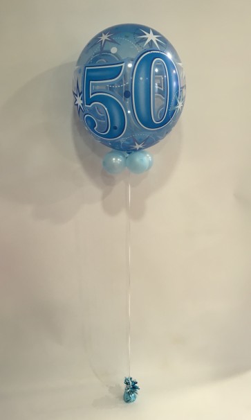 Age 50 Blue Bubble Balloon 
