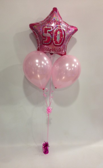 Age 50 Pink Glitz Balloon Bunch 