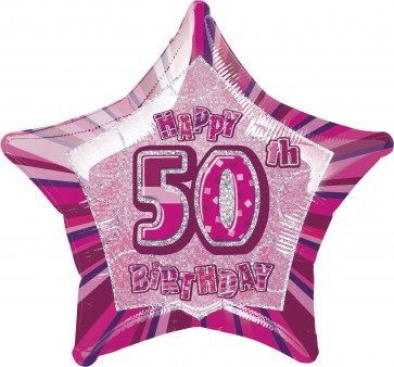 Age 50 Pink Glitz Foil Balloon
