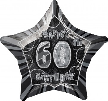 Age 60 Black & Silver Glitz Foil Balloon  