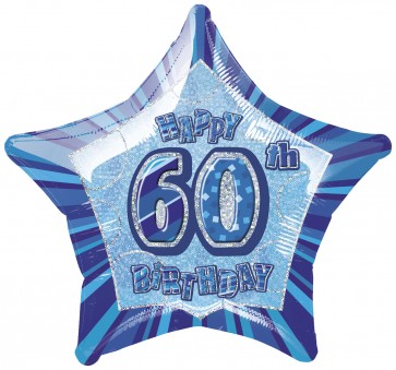 Age 60 Blue Glitz Foil Balloon