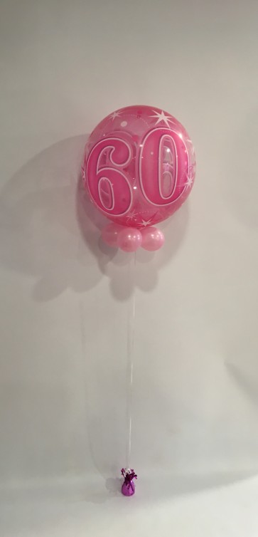 Age 60 Pink Bubble Balloon 