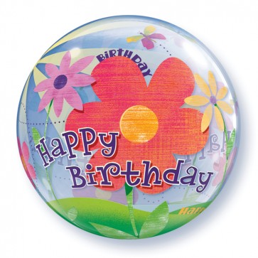 'Happy Birthday' Floral Bubble Balloon