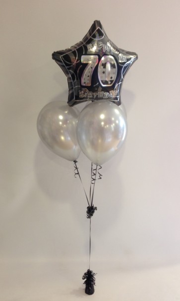Age 70 Black & Silver Glitz Birthday Balloon Bundle