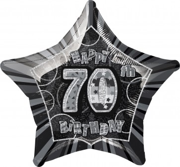 Age 70 Black & Silver Glitz Foil Balloon   